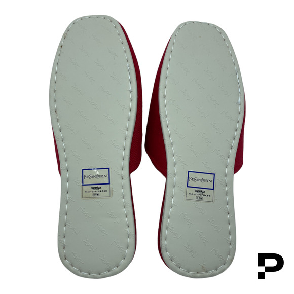 🔴 Yves Saint Laurent YSL Twill Logo Slipper - Red - Picture 4 of 5